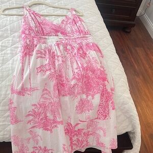 Pink and White Sleeveless Dress